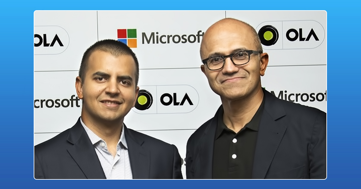 Ola And Microsoft Launch Connected Vehicle Platform,Startup Stories,Ola Teams Up With Microsoft,New Connected Vehicle Platform,Ola founder Bhavish Aggarwal,Microsoft CEO Satya Nadella,Microsoft Azure to power Ola Play,India Today Conclave Next 2017